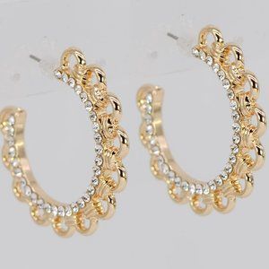 Hoop Earring, Linked chain hoop earring, Pearl earring, rhinestone earring NEW!!